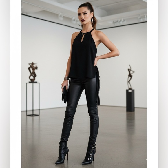 Parker Tops - Parker Black Halter Side Tie Top SMALL